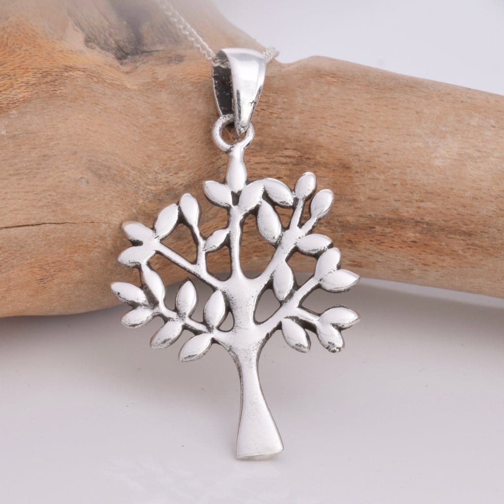 Silver popular tree pendant