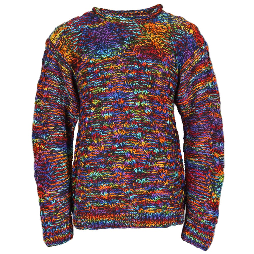 Men s Dark Knit Rainbow Wool Pullover