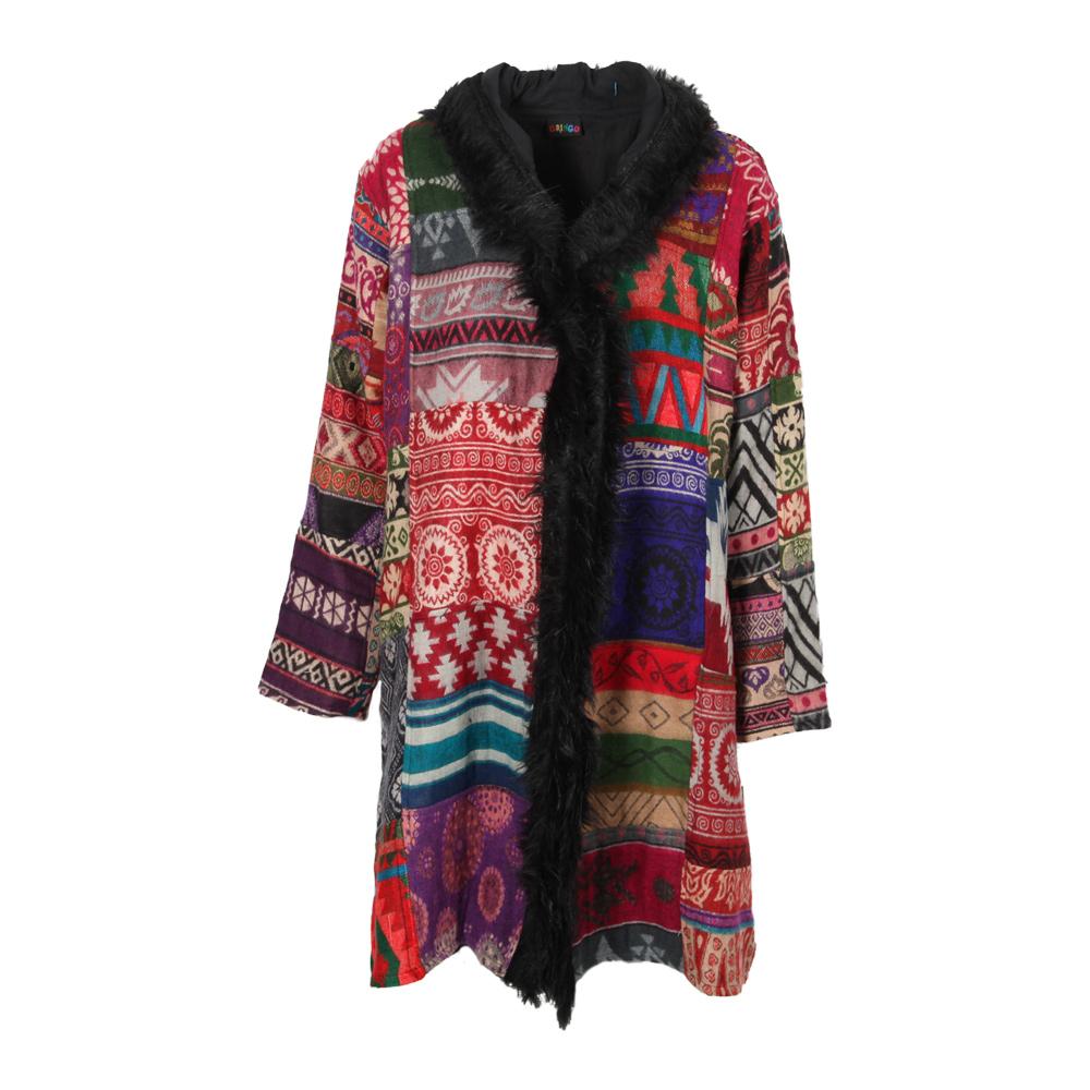 Long patchwork clearance coat