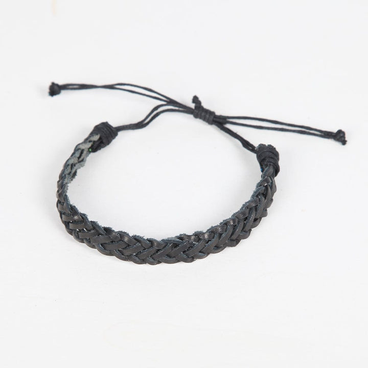 Men's Woven Leather Wristband