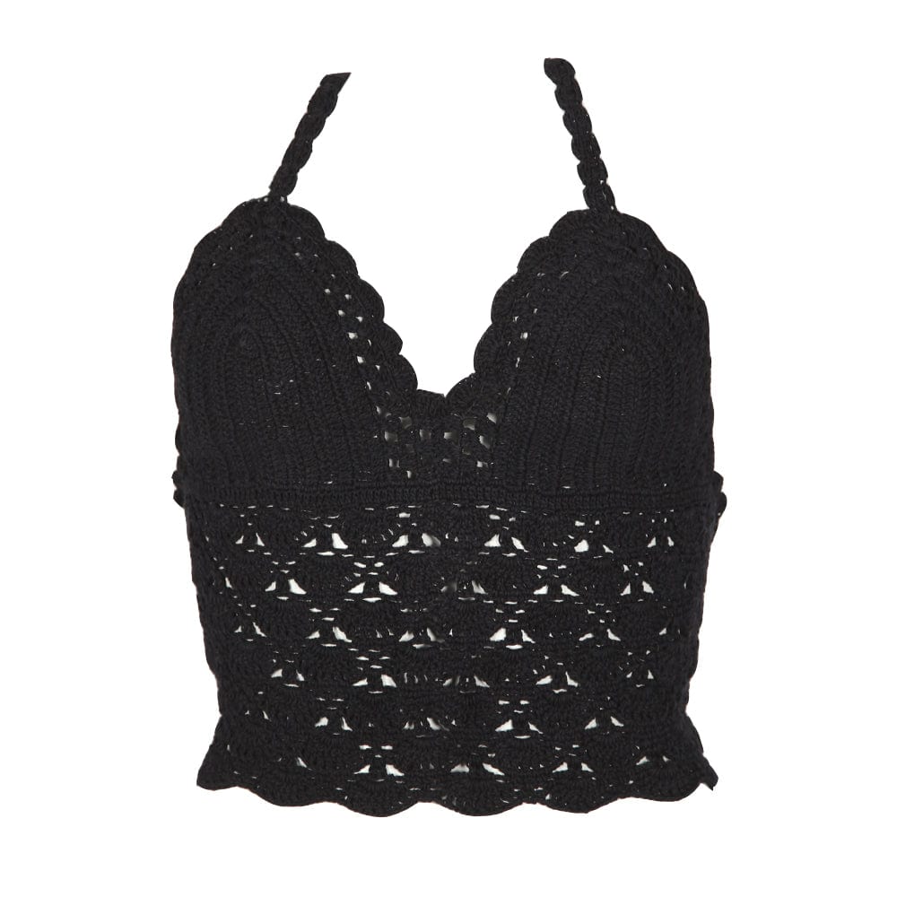 Lace Up Crochet Halter Top