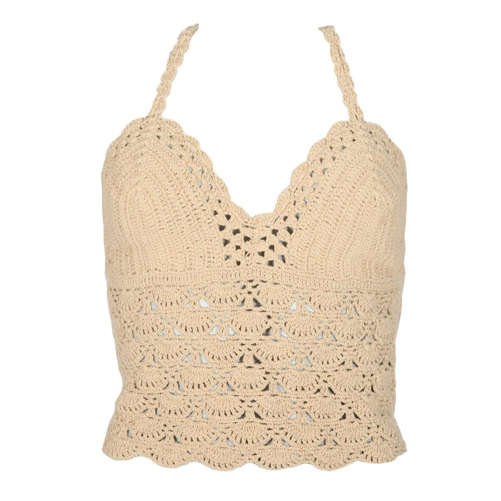 Lace Up Crochet Halter Top