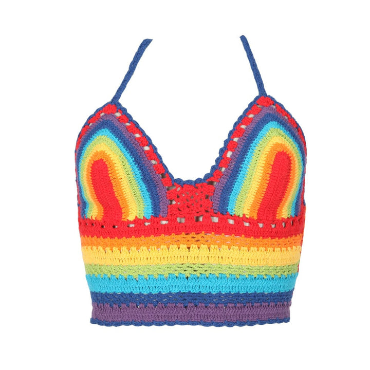 Rainbow Crochet Halter Top