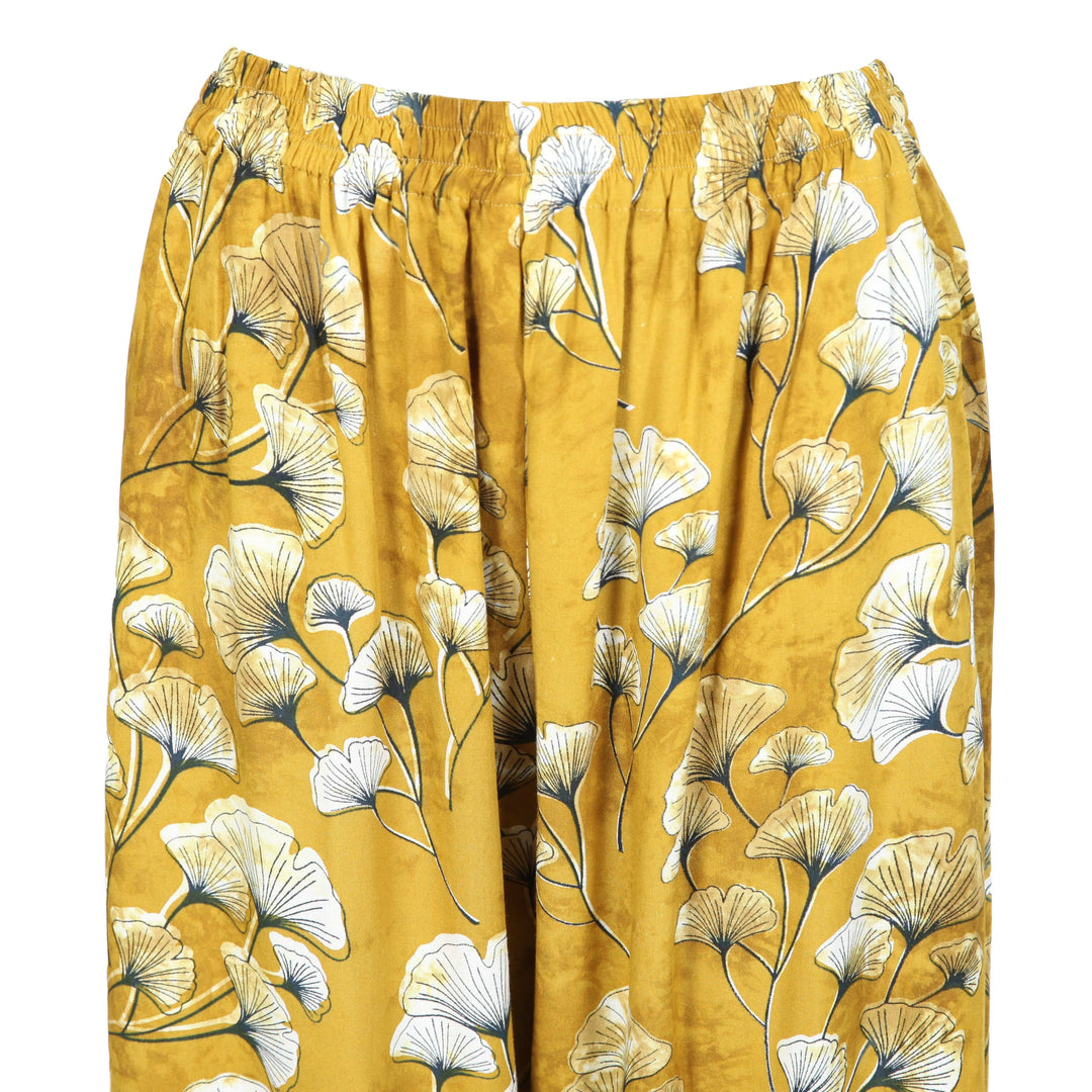 Mustard Floral Print Trousers