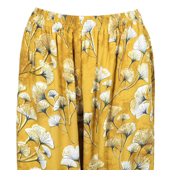 Mustard Floral Print Trousers