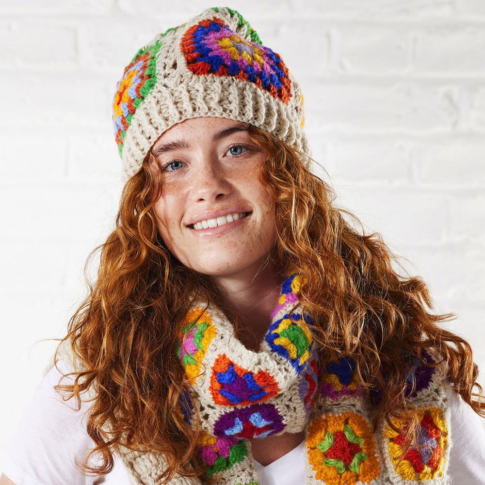 Granny Square Crochet Rainbow Rainbow Beanie