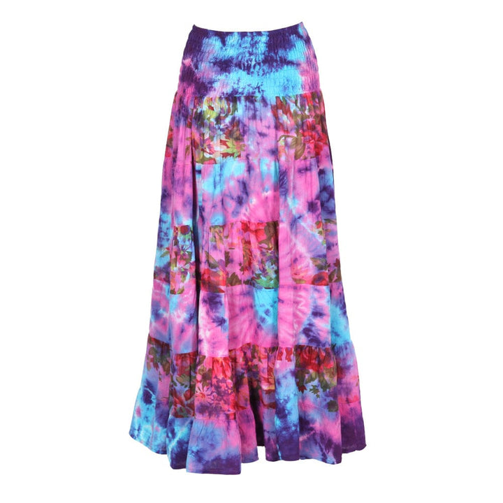 Tie Dye Floral Maxi Skirt