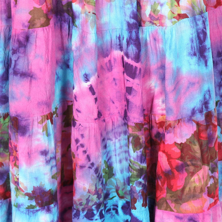 Tie Dye Floral Maxi Skirt