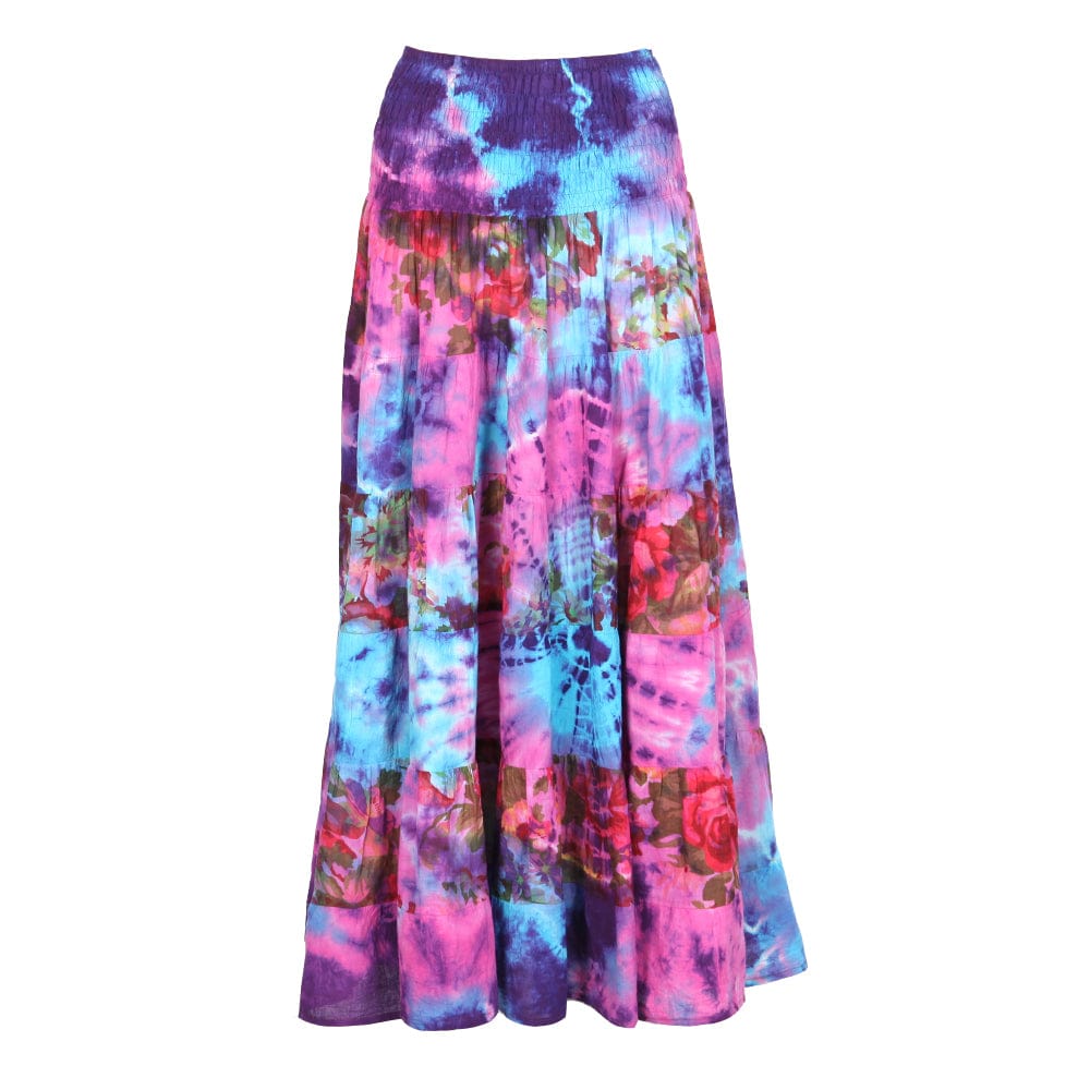 Tie Dye Floral Maxi Skirt