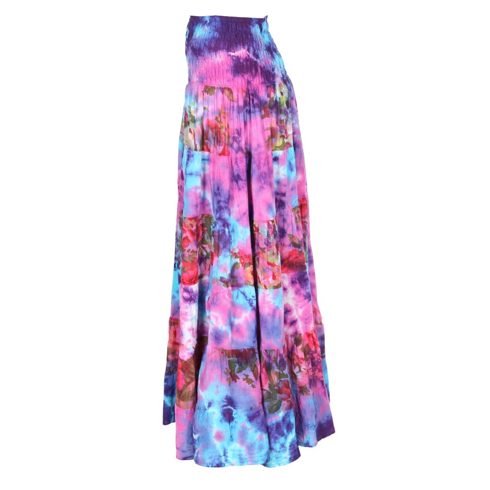 Tie Dye Floral Maxi Skirt