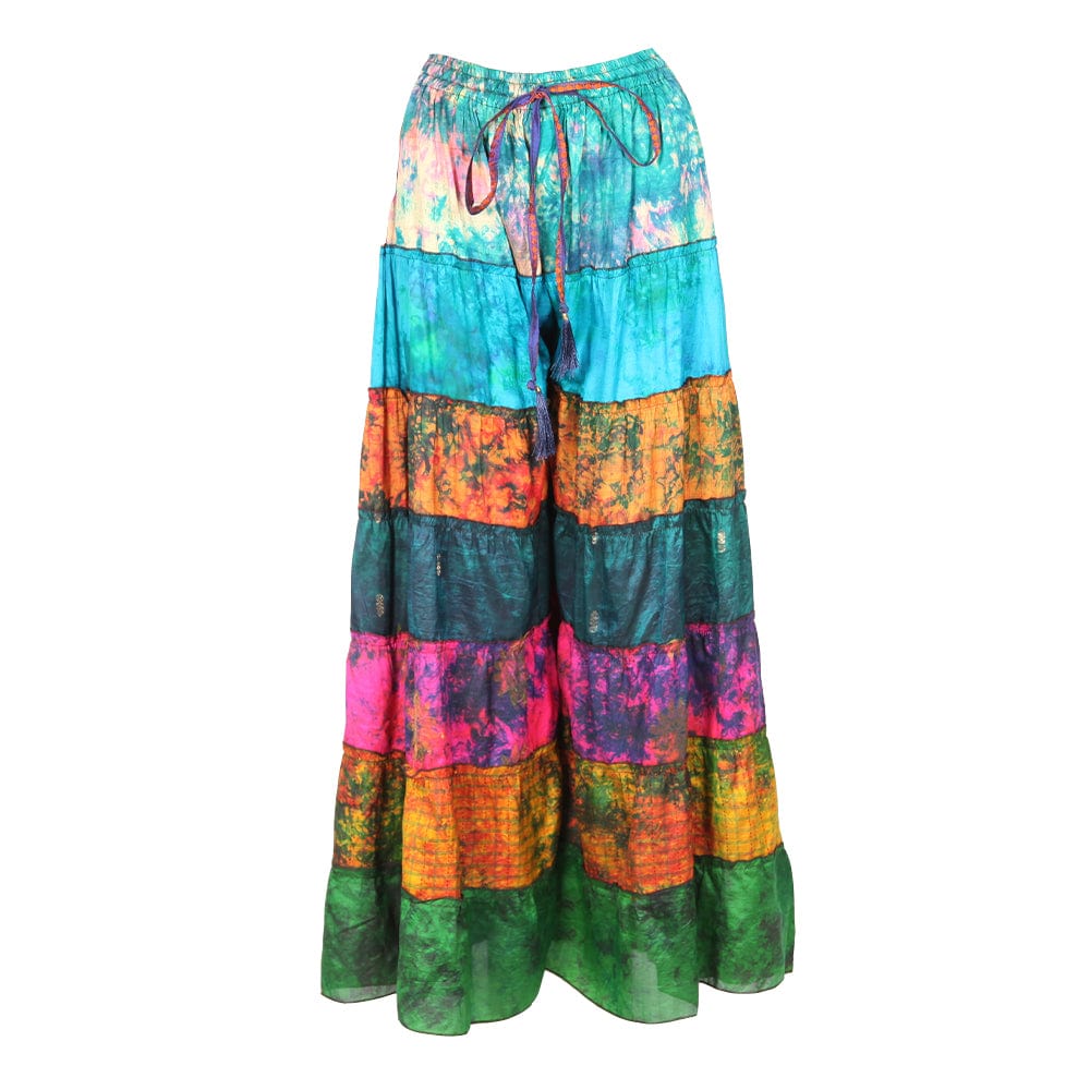 Overdyed Upcycled Sari Wide Leg Palazzo Trousers