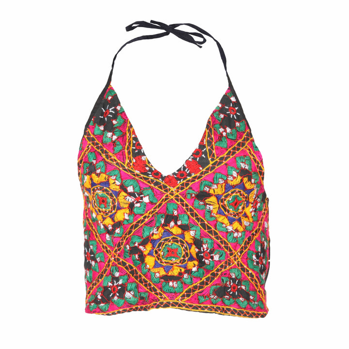 Embroidered Halter neck Top