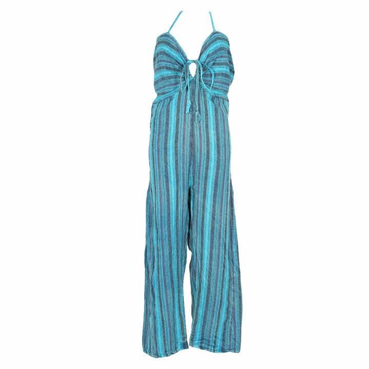 Stripe Cotton Halter Jumpsuit