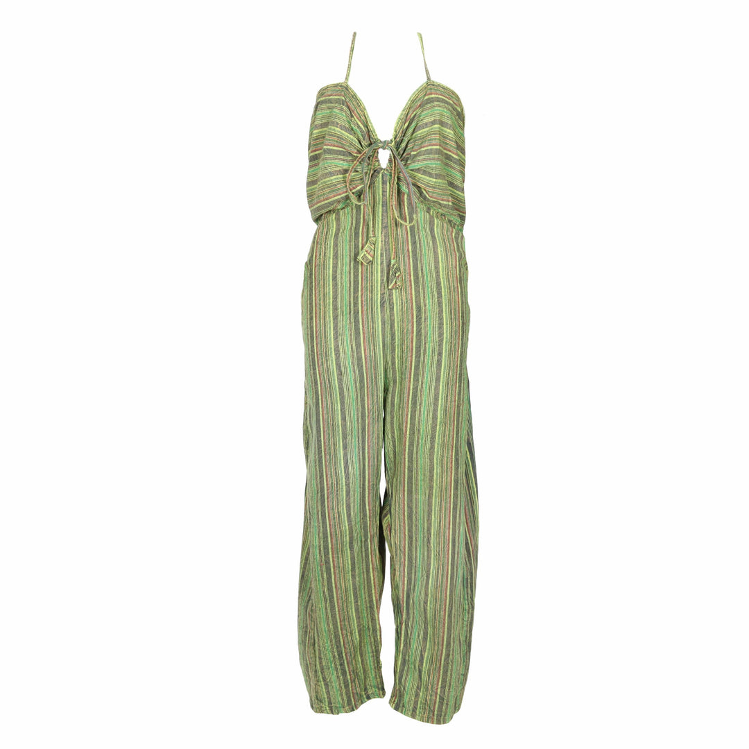 Stripe Cotton Halter Jumpsuit