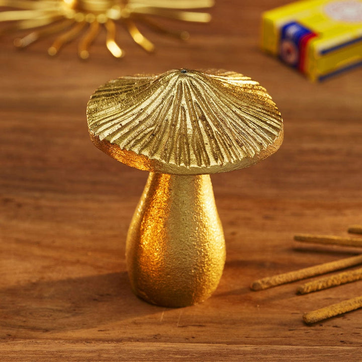 Brass Finish Mushroom Incense Holder