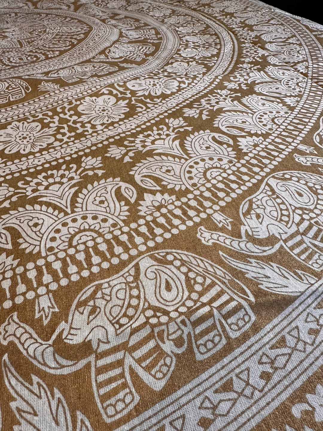 Elephant Mandala Gold Print Bedspreads