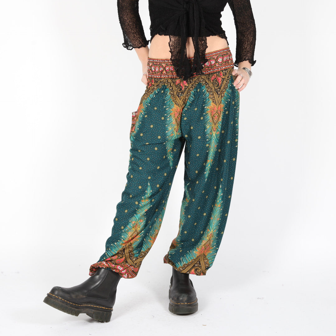 Peacock Feather Harem Pants