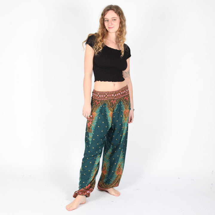 Peacock Feather Harem Pants