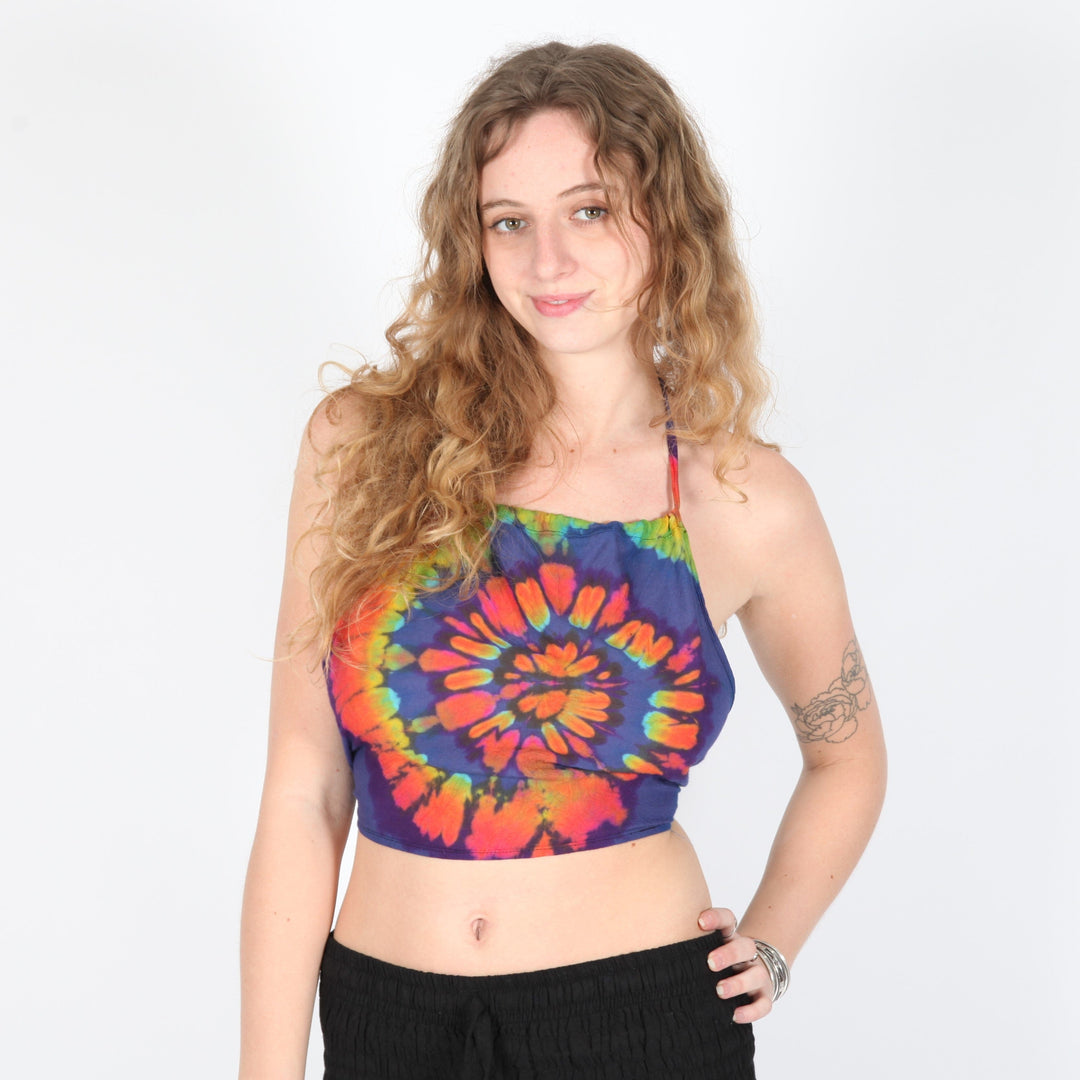 Tie Dye Halter Backless Crop Top