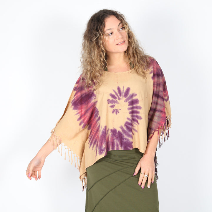 Tie Dye Cropped Poncho