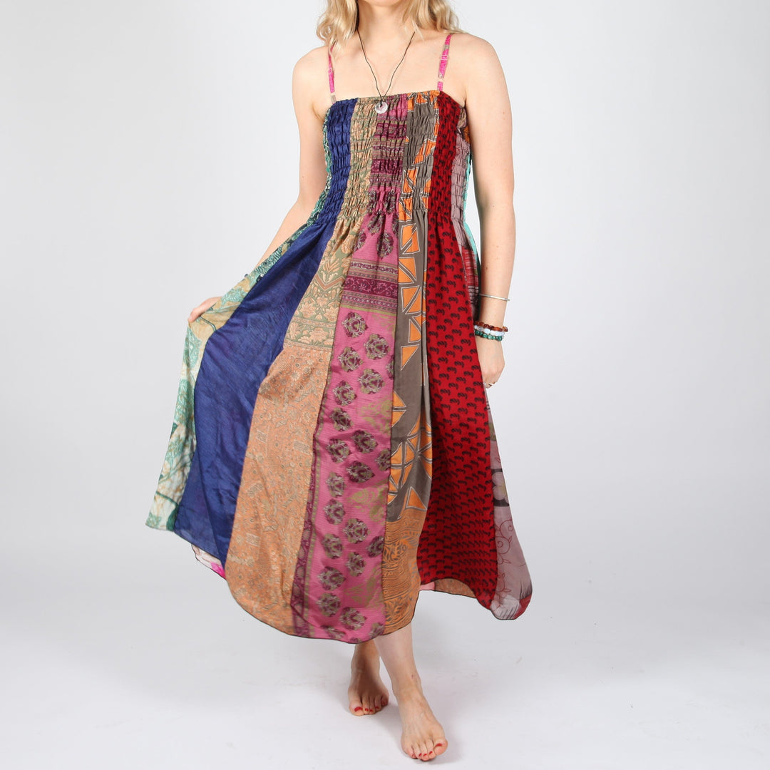 Patchwork Sari Maxi Dress