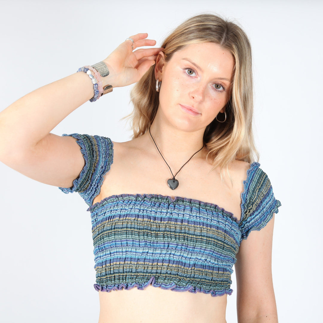 Stripe Ruched Crop Top