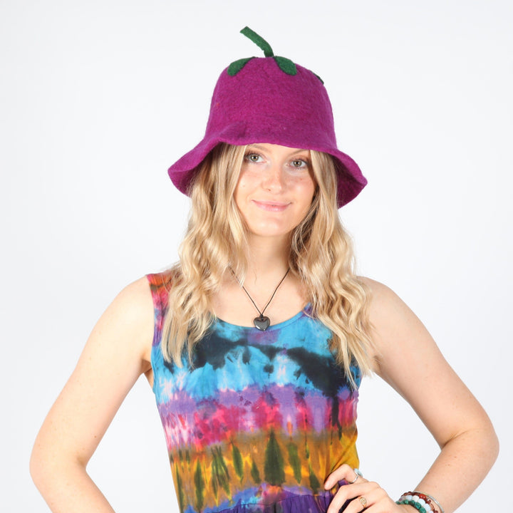 Aubergine Felt Bucket Hat