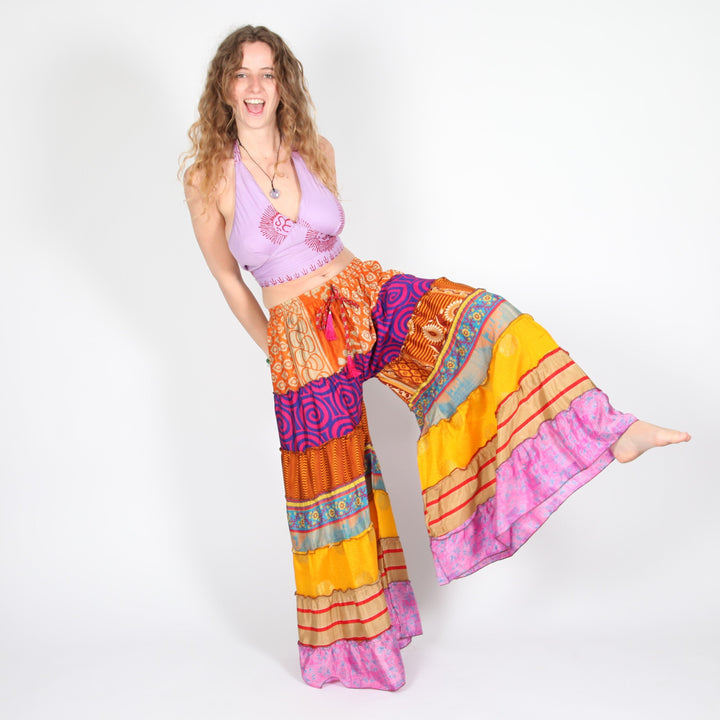 Upcycled Sari Wide Leg Palazzo Trousers