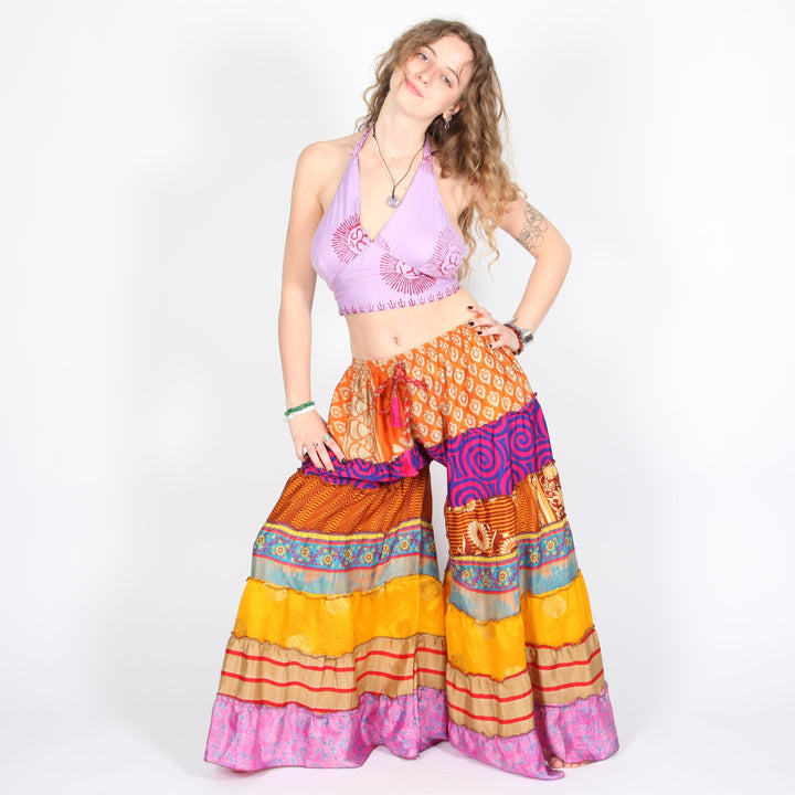 Upcycled Sari Wide Leg Palazzo Trousers