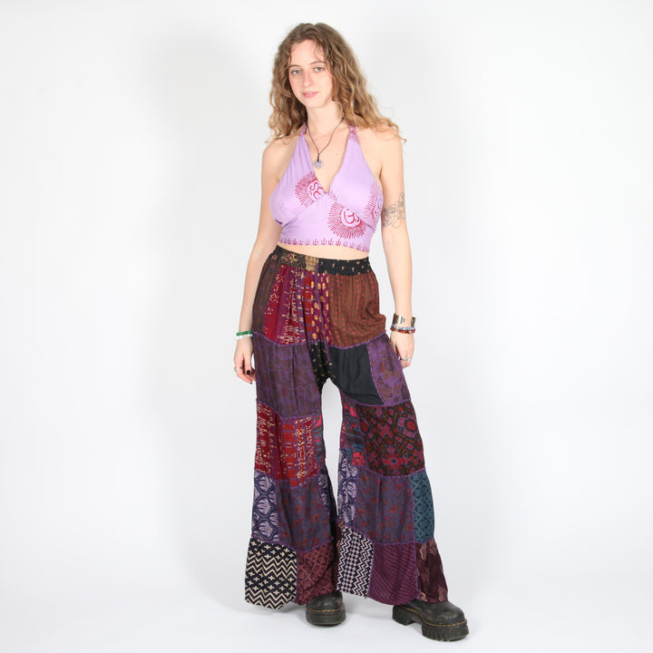 Tiered Patchwork Wide Leg Trousers