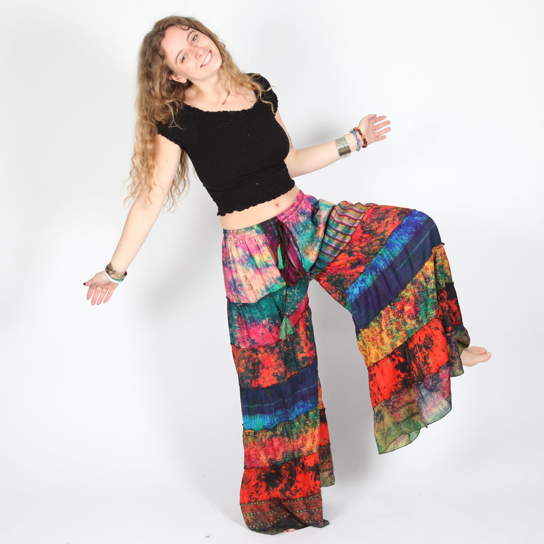 Overdyed Upcycled Sari Wide Leg Palazzo Trousers