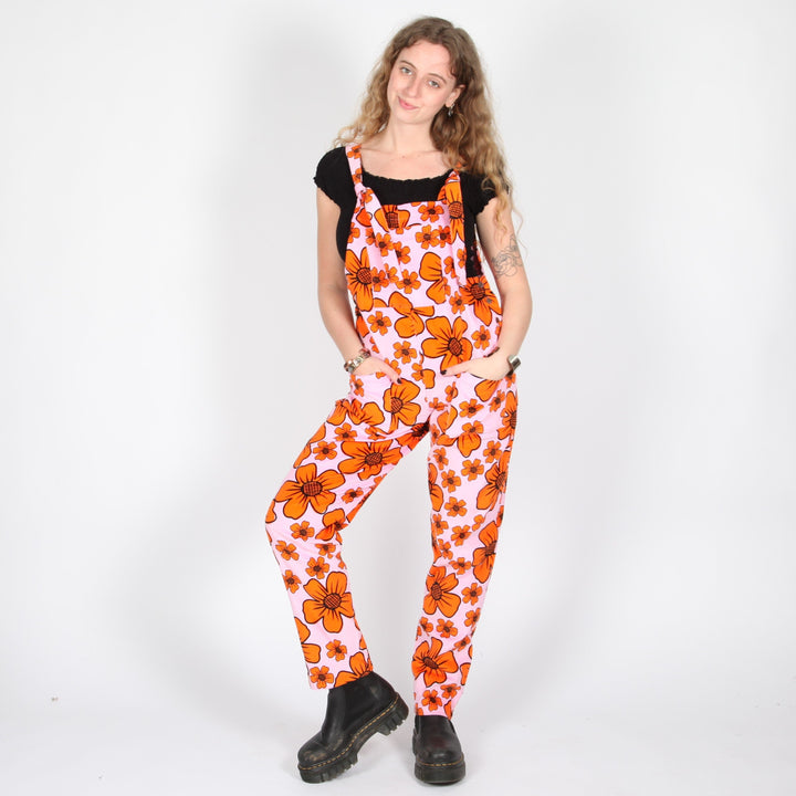 Flower Print Cord Dungarees..