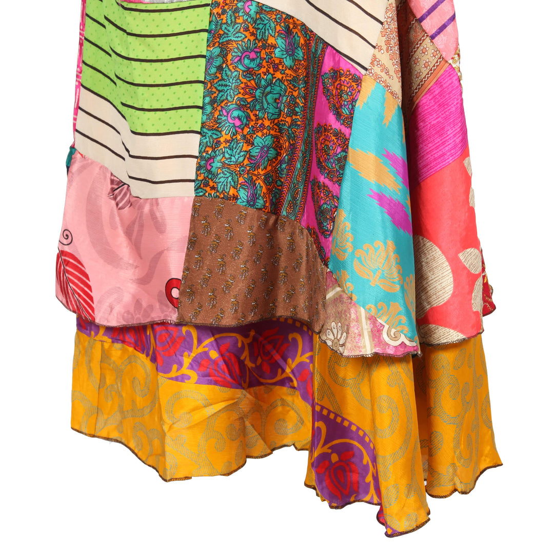 Patchwork Sari Maxi Wrap Skirt