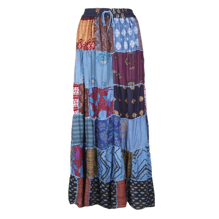 Tiered Patchwork Maxi Skirt