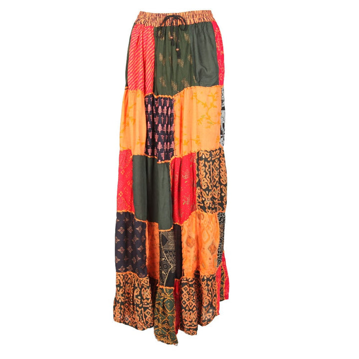 Tiered Patchwork Maxi Skirt