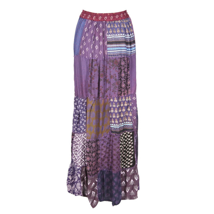 Tiered Patchwork Maxi Skirt