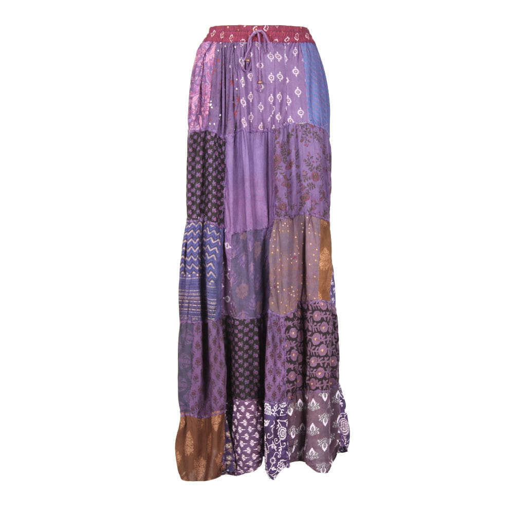 Tiered Patchwork Maxi Skirt