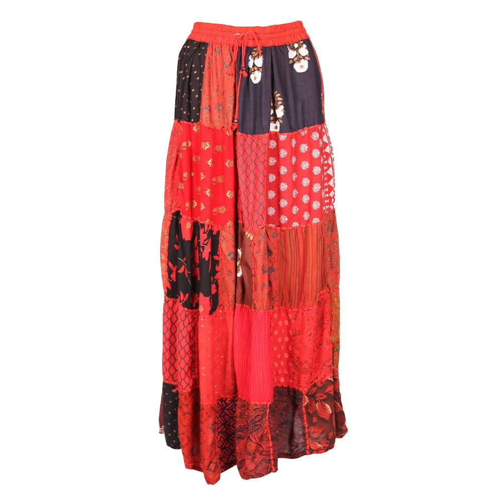 Tiered Patchwork Maxi Skirt