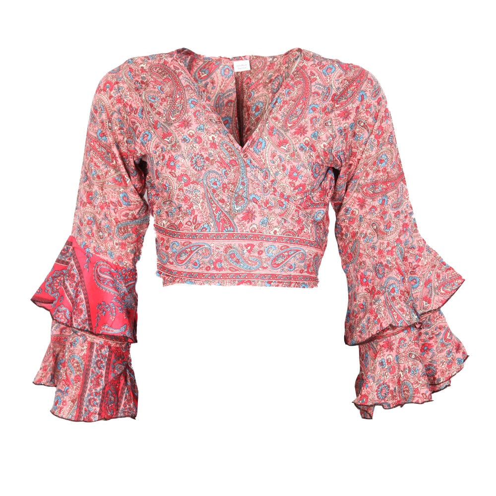 Paisley Bell Sleeve Wrap Top