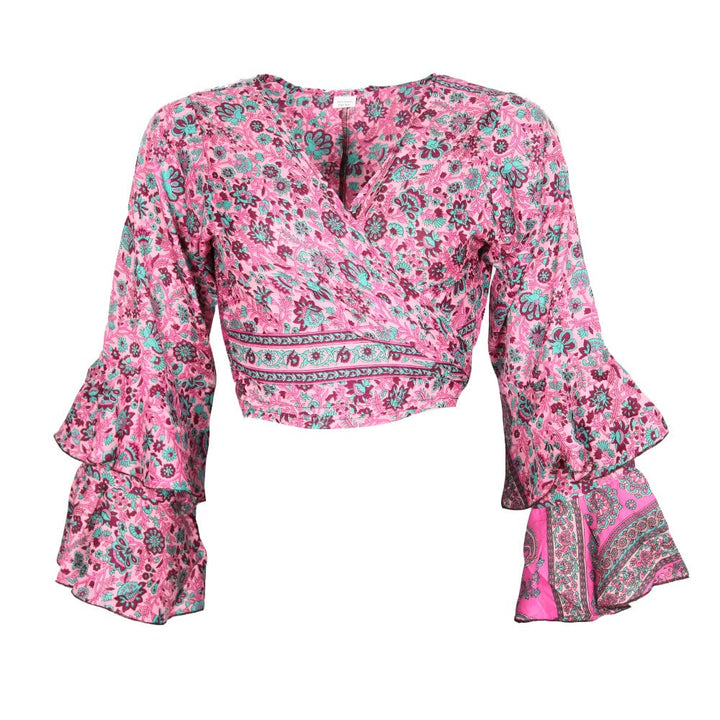 Paisley Bell Sleeve Wrap Top