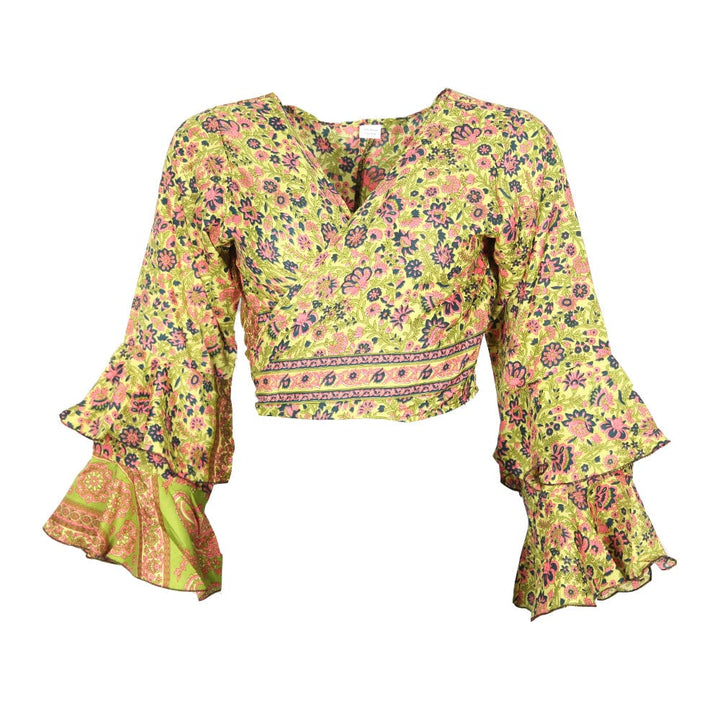 Paisley Bell Sleeve Wrap Top