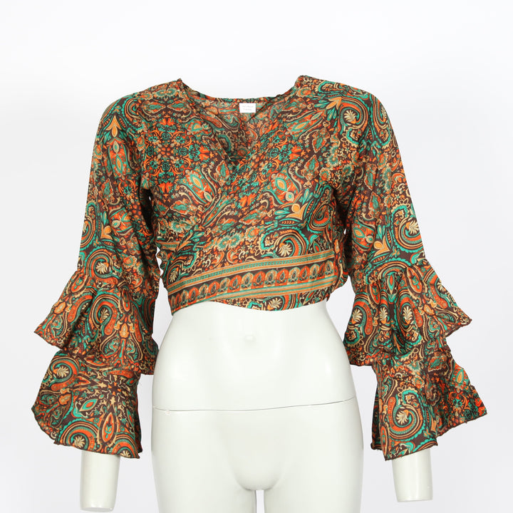 Paisley Bell Sleeve Wrap Top