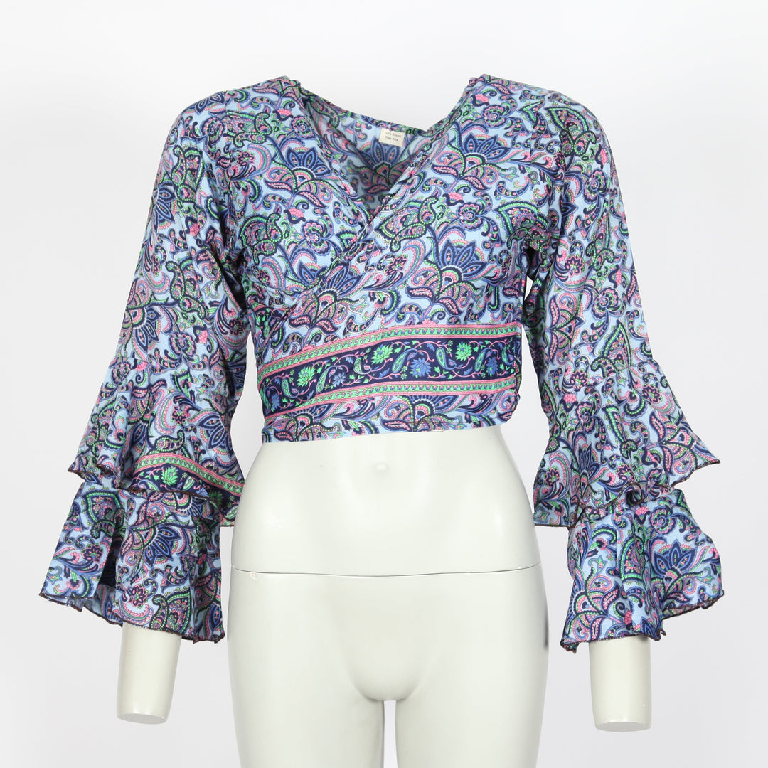 Paisley Bell Sleeve Wrap Top