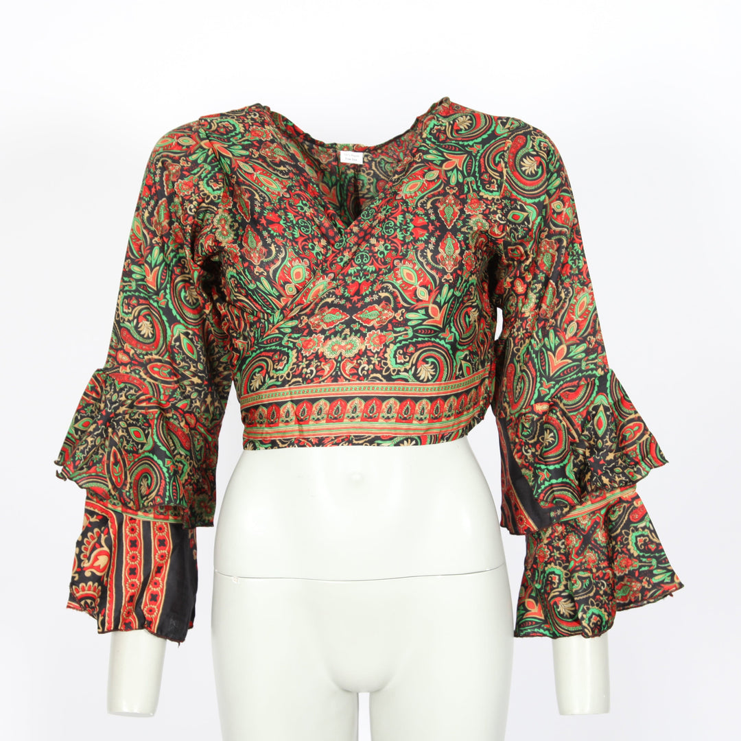 Paisley Bell Sleeve Wrap Top