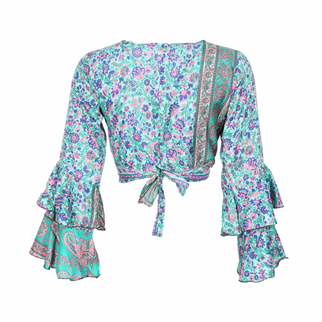 Paisley Bell Sleeve Wrap Top