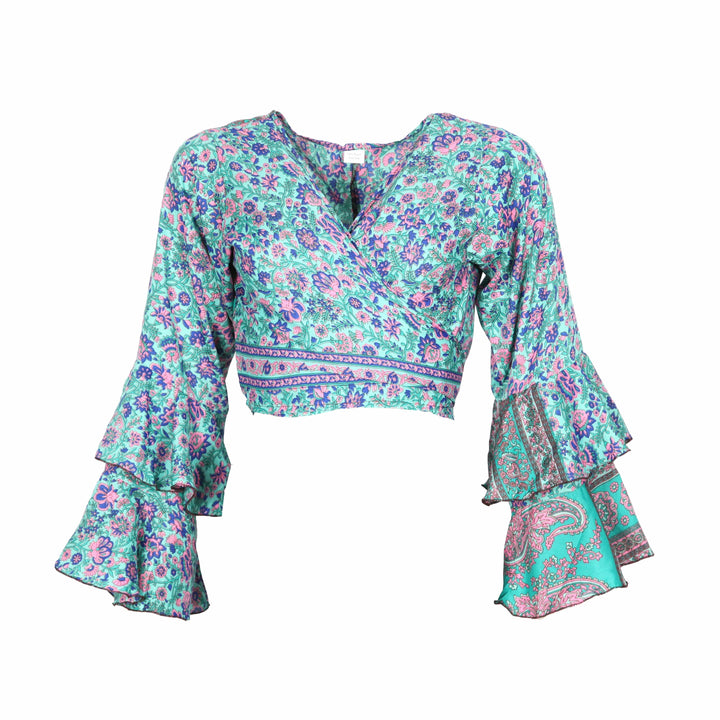 Paisley Bell Sleeve Wrap Top