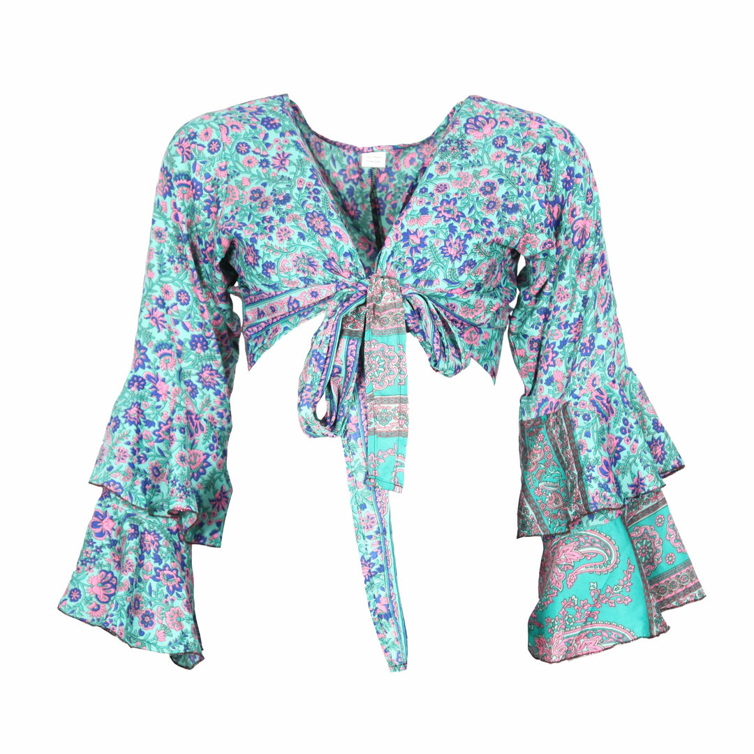 Paisley Bell Sleeve Wrap Top