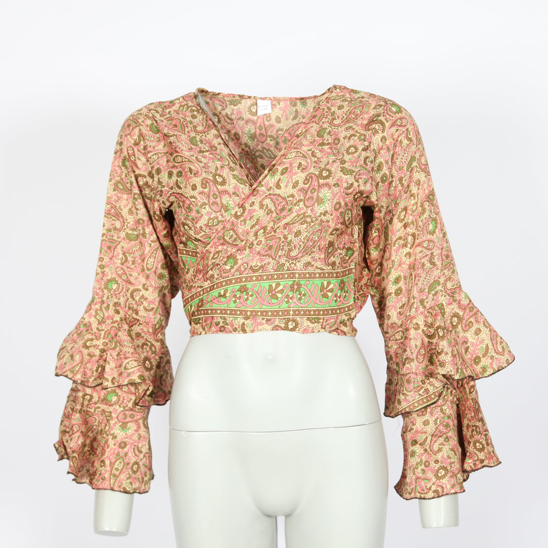 Paisley Bell Sleeve Wrap Top