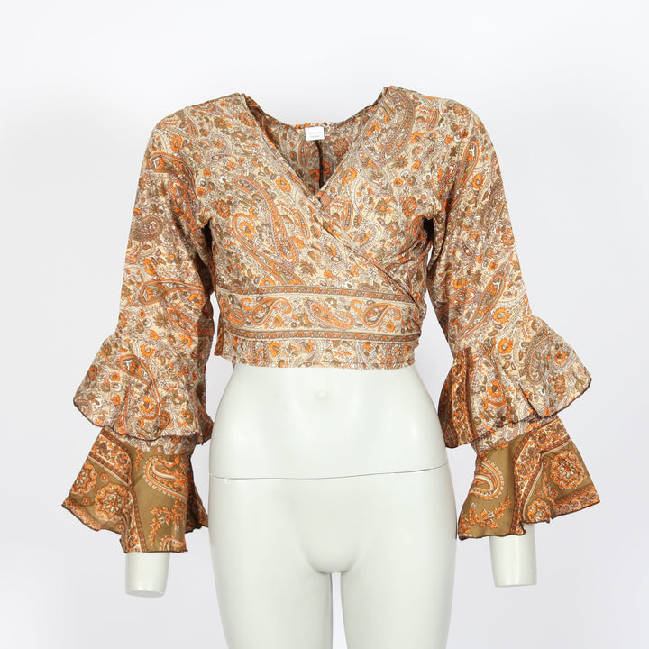 Paisley Bell Sleeve Wrap Top