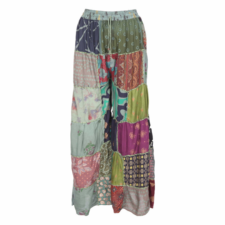 Tiered Patchwork Wide Leg Trousers